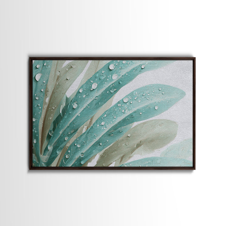 Tropical Leaf Silhouette Framed Canvas Print, Bathroom Art, Canvas Wall Art, Bathroom Decor, Fine Art, Spa, Bathroom Wallpaper, BAT-3x2-90