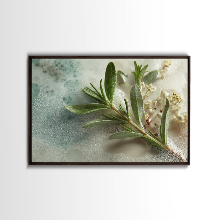 Botanical Bath Herb Arrangement Canvas Print, Bathroom Art, Retro Wall Art, Bathroom Decor, Oil Painting, Spa, Modern Decor, BAT-3x2-93