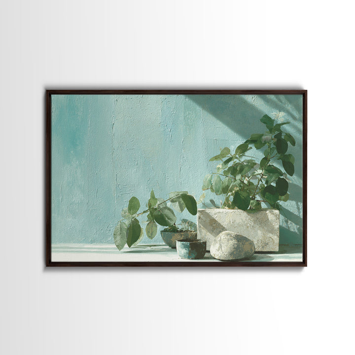 Sunlit Window Plant Shadow on Plaster Canvas Print, Bathroom Art, Bathroom Decor, Abstract Art, Spa, Funny Bathroom Art, BAT-3x2-94