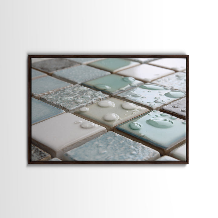 Clean Geometric Forms Framed Canvas Print, Bathroom Art, Bathroom Accessories, Bathroom Decor, Abstract Art, Spa, BAT-3x2-97