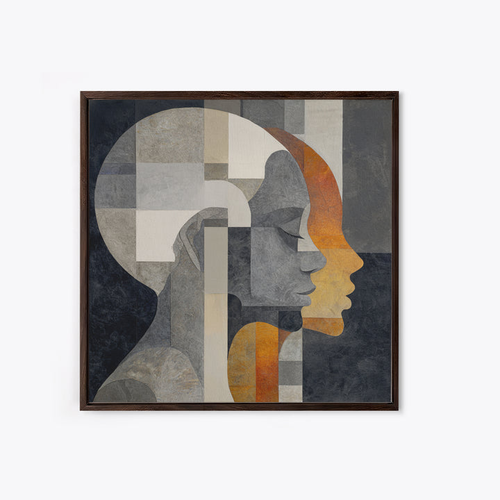Monochrome Female Profile Framed Canvas Print, Black and White Art, Modern Decor, Living Room Decor, Abstract Art, Monochrome, BAW-1x1-1