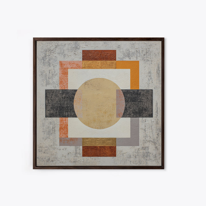 Geometric Bauhaus Grayscale Shapes Canvas Print, Black and White Art, Abstract Wall Art, Living Room Decor, Abstract Art, BAW-1x1-18