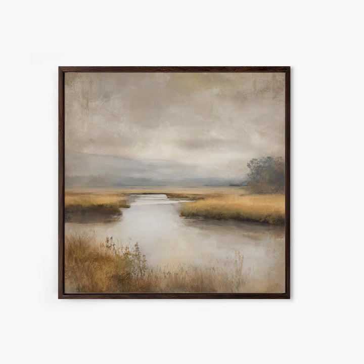 Misty Bridge Landscape Canvas Print, Black and White Art, Abstract Art, Living Room Decor, Watercolor Art, Monochrome, BAW-1x1-19