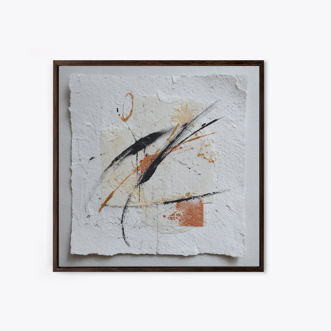 Abstract Charcoal Gestures on White Paper Framed Canvas Print, Black and White Art, Art Prints, Living Room Decor, Monochrome, BAW-1x1-28