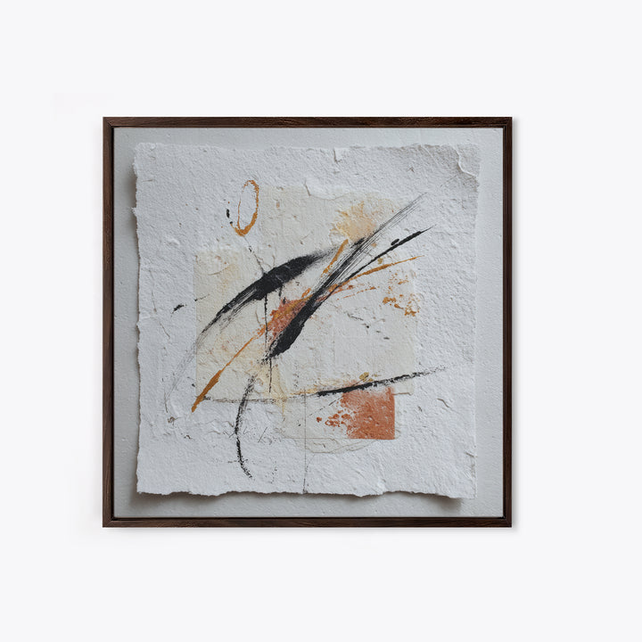 Abstract Charcoal Gestures on White Paper Framed Canvas Print, Black and White Art, Art Prints, Living Room Decor, Monochrome, BAW-1x1-28