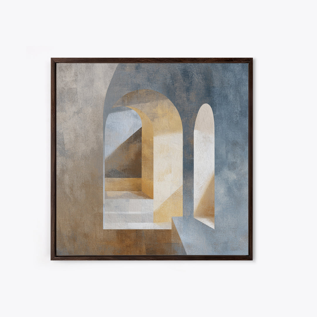 High Contrast Architectural Arches and Shadows Canvas Print, Black and White Art, Mid Century Modern, Living Room Decor, BAW-1x1-3