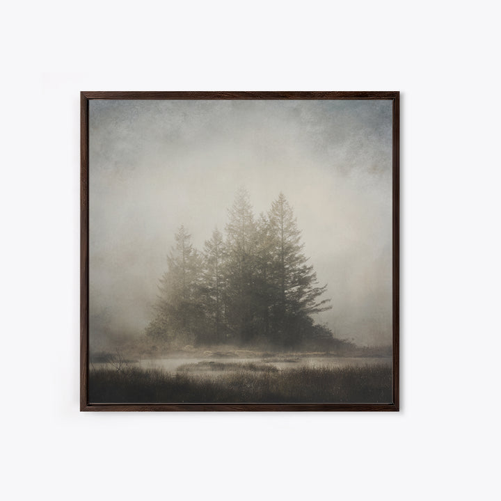 Moody Foggy Forest Canvas Print, Black and White Art, Printable Art, Living Room Decor, Fine Art, Monochrome, Gallery Decor, BAW-1x1-31