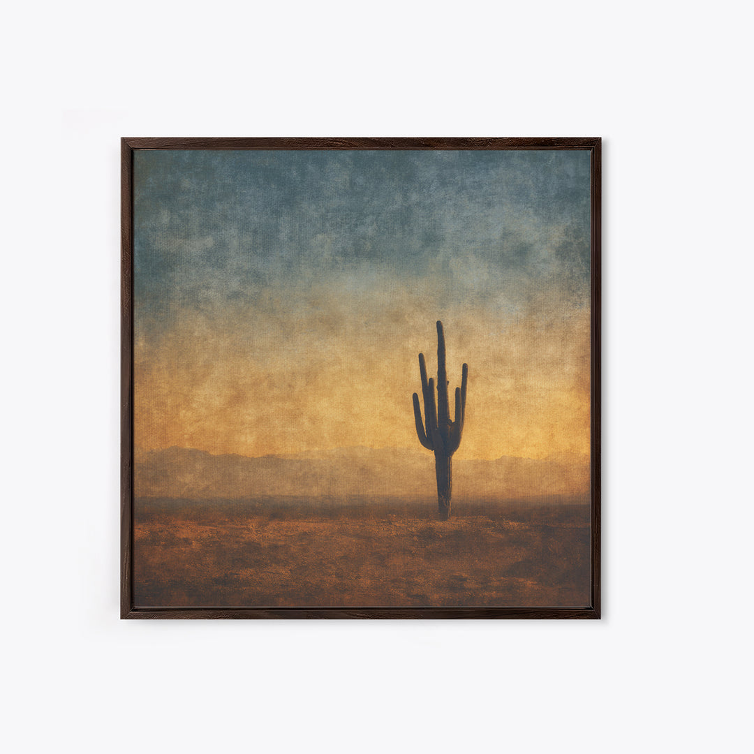 Monochrome Desert Cactus Silhouette Canvas Print, Black and White Art, Luxury Decor, Living Room Decor, Fine Art, Monochrome, BAW-1x1-45