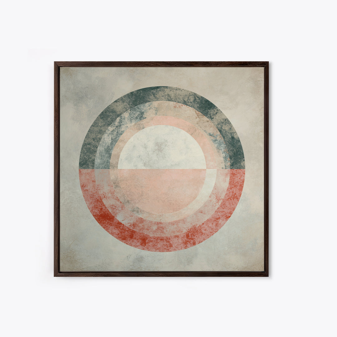 Large Circle and Line Abstract Framed Canvas Print, Black and White Art, Wall Decor, Living Room Decor, Fine Art, Monochrome, BAW-1x1-48