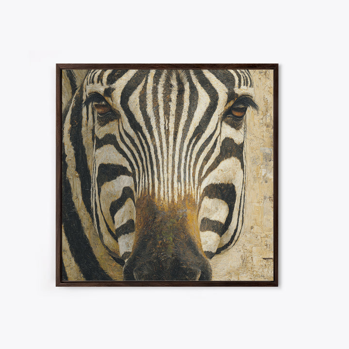 Zebra Stripe Closeup as Graphic Abstraction Canvas Print, Black and White Art, Living Room Decor, Monochrome, BAW-1x1-56