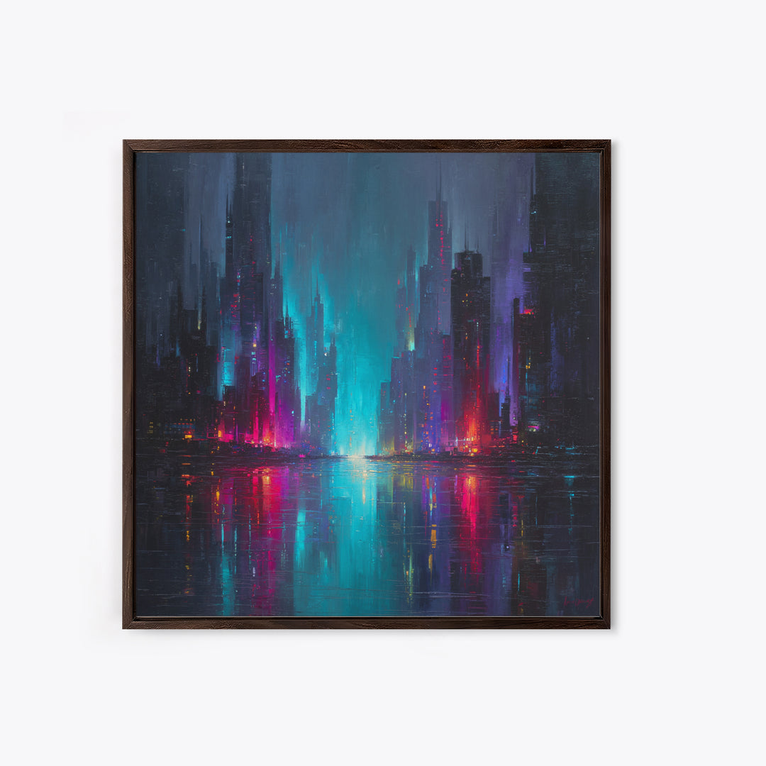 Monochrome City Skyline Reflected Canvas Print, Black and White Art, Gallery Decor, Living Room Decor, Fine Art, Monochrome, BAW-1x1-59