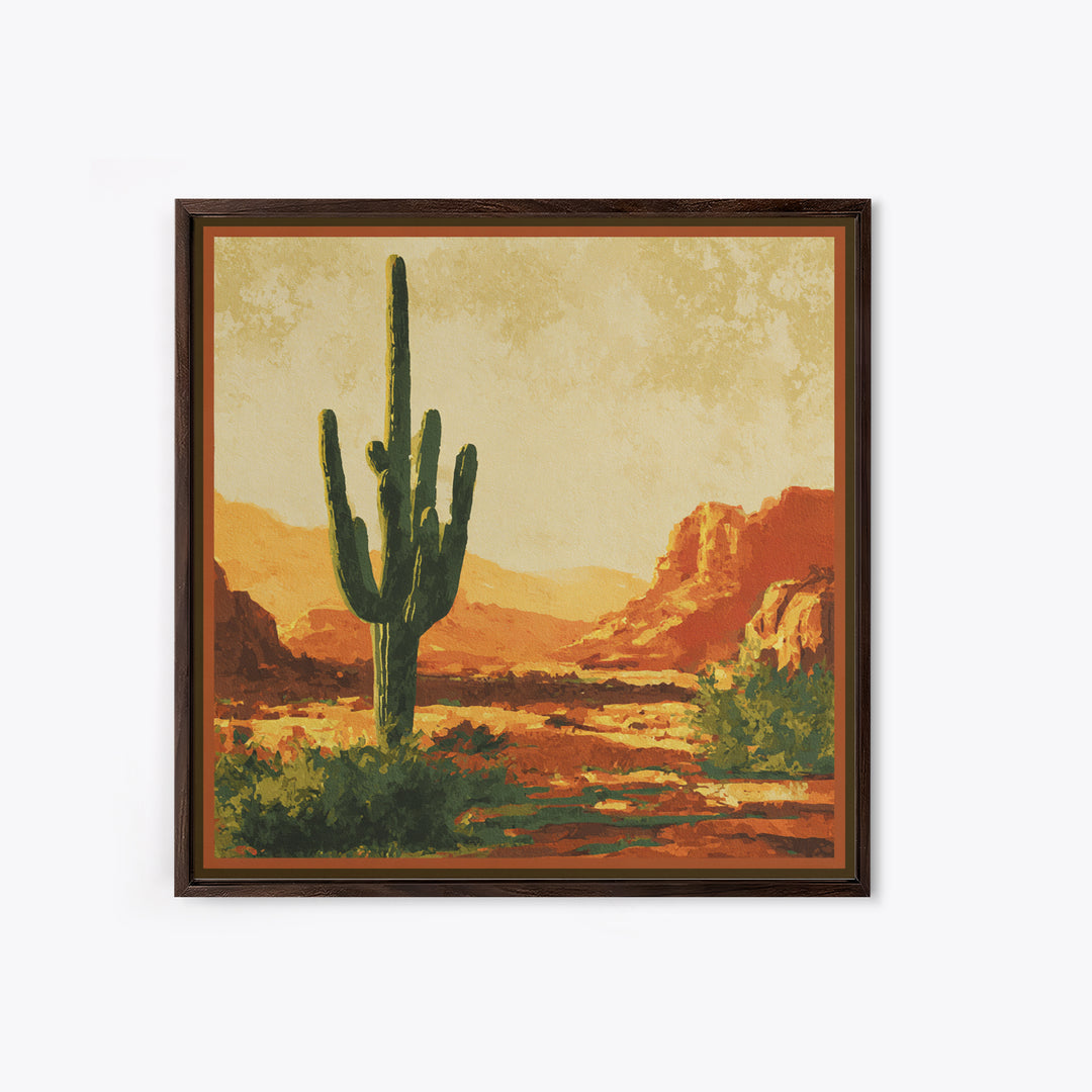Monochrome Desert Cactus Silhouette Canvas Print, Black and White Art, Luxury Decor, Living Room Decor, Fine Art, Monochrome, BAW-1x1-69