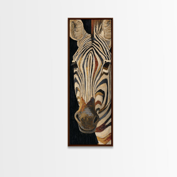 Zebra Stripe Closeup as Graphic Abstraction Framed Canvas Print, Black and White Art, Art, Living Room Decor, Monochrome, BAW-1x3-20