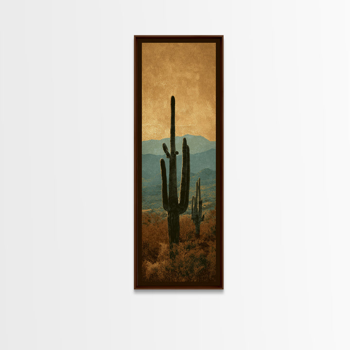 Monochrome Desert Cactus Silhouette Canvas Print, Black and White Art, Apartment Decor, Living Room Decor, Oil Painting, BAW-1x3-33