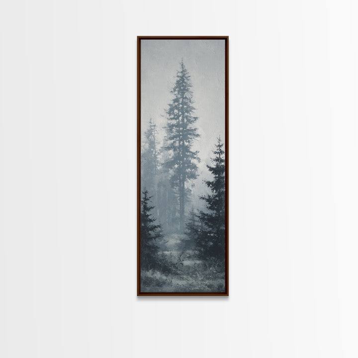 Moody Foggy Forest Canvas Print, Black and White Art, Printable Art, Living Room Decor, Fine Art, Monochrome, Gallery Decor, BAW-1x3-43