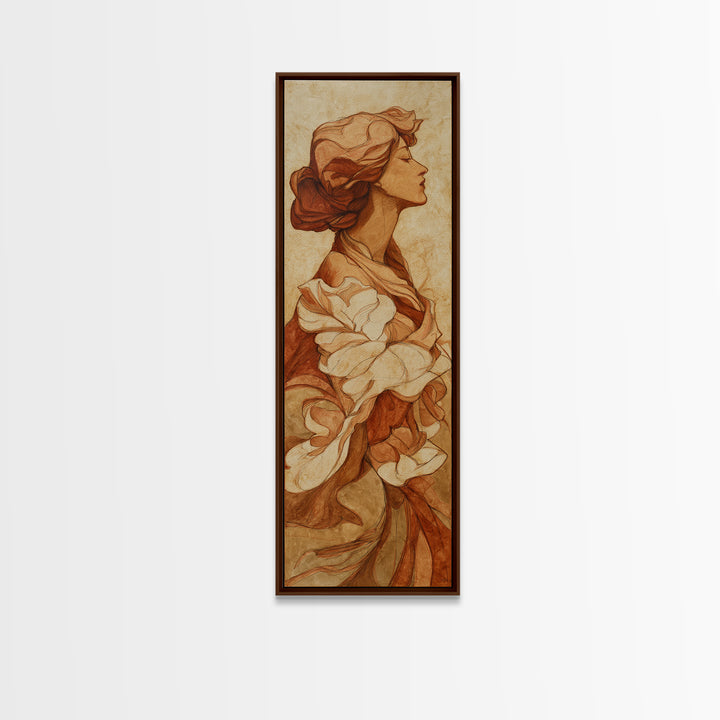 Classic Nude Figure Sketch Framed Canvas Print, Black and White Art, Wall Art, Living Room Decor, Oil Painting, Monochrome, BAW-1x3-45