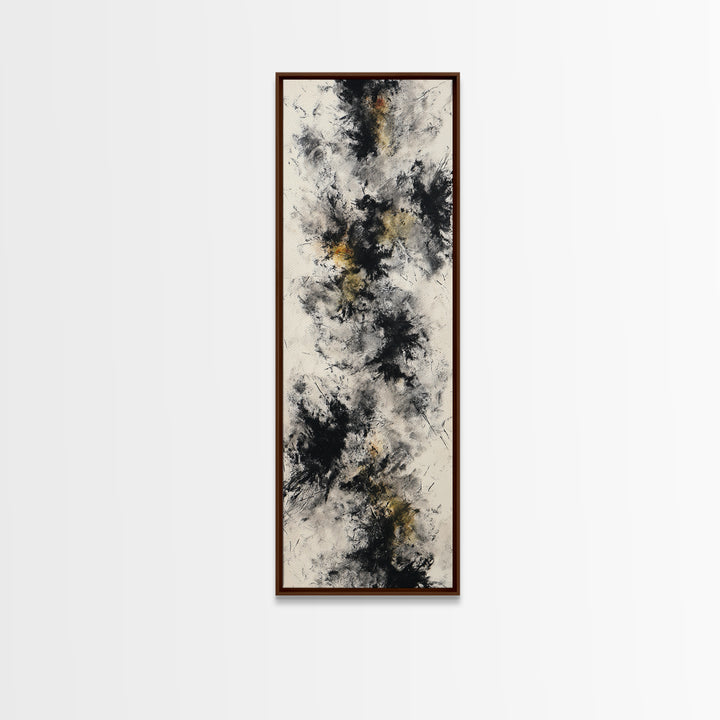 Abstract Charcoal Gestures on White Paper Canvas Print, Black and White Art, Printable Art, Living Room Decor, Monochrome, BAW-1x3-64
