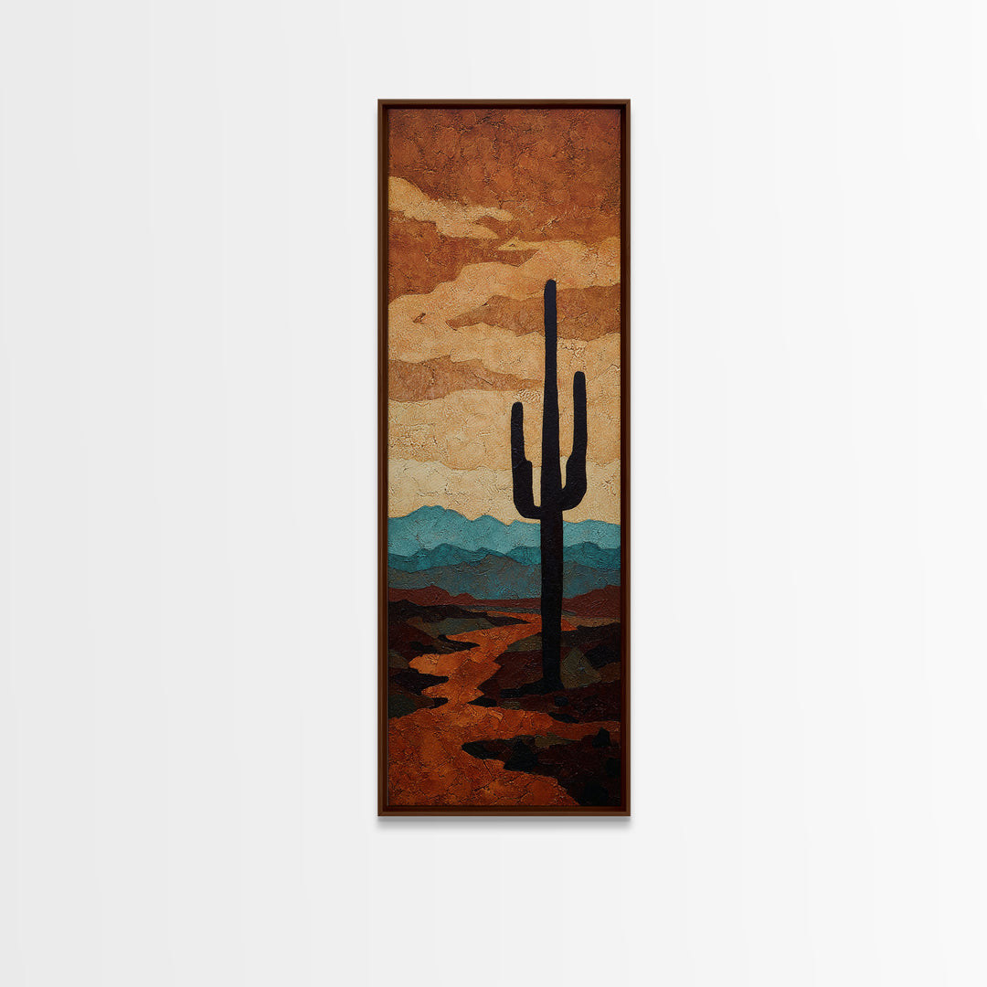 Monochrome Desert Cactus Silhouette Canvas Print, Black and White Art, Luxury Decor, Living Room Decor, Fine Art, Monochrome, BAW-1x3-9