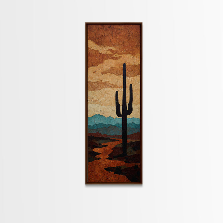 Monochrome Desert Cactus Silhouette Canvas Print, Black and White Art, Luxury Decor, Living Room Decor, Fine Art, Monochrome, BAW-1x3-9