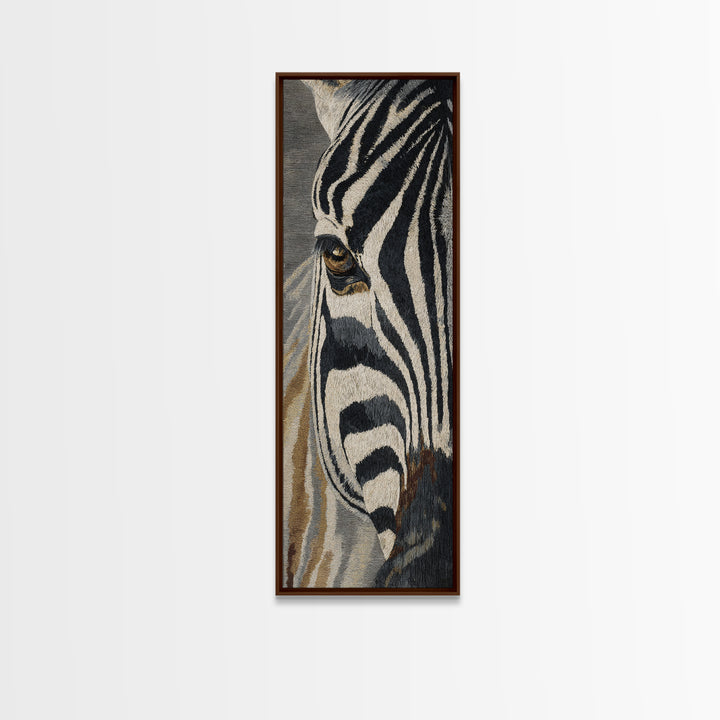 Zebra Stripe Closeup as Graphic Abstraction Canvas Print, Black and White Art, Photography Prints, Living Room Decor, BAW-1x3-92