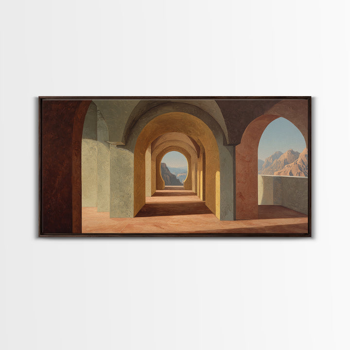 High Contrast Architectural Arches and Shadows Canvas Print, Black and White Art, Digital Art, Living Room Decor, Monochrome, BAW-2x1-23