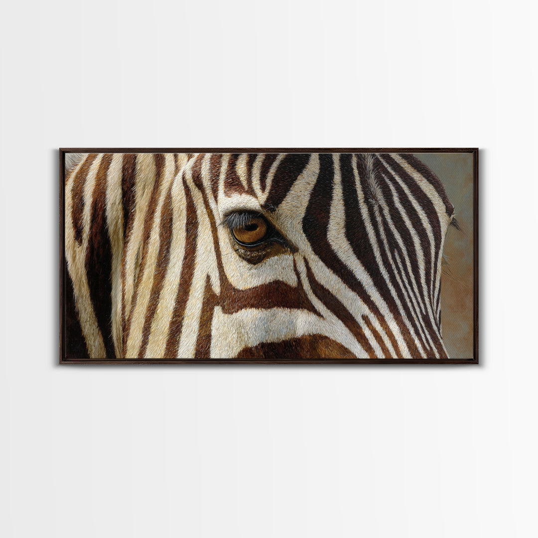 Zebra Stripe Closeup as Graphic Abstraction Canvas Print, Black and White Art, Contemporary Art, Living Room Decor, Monochrome, BAW-2x1-28