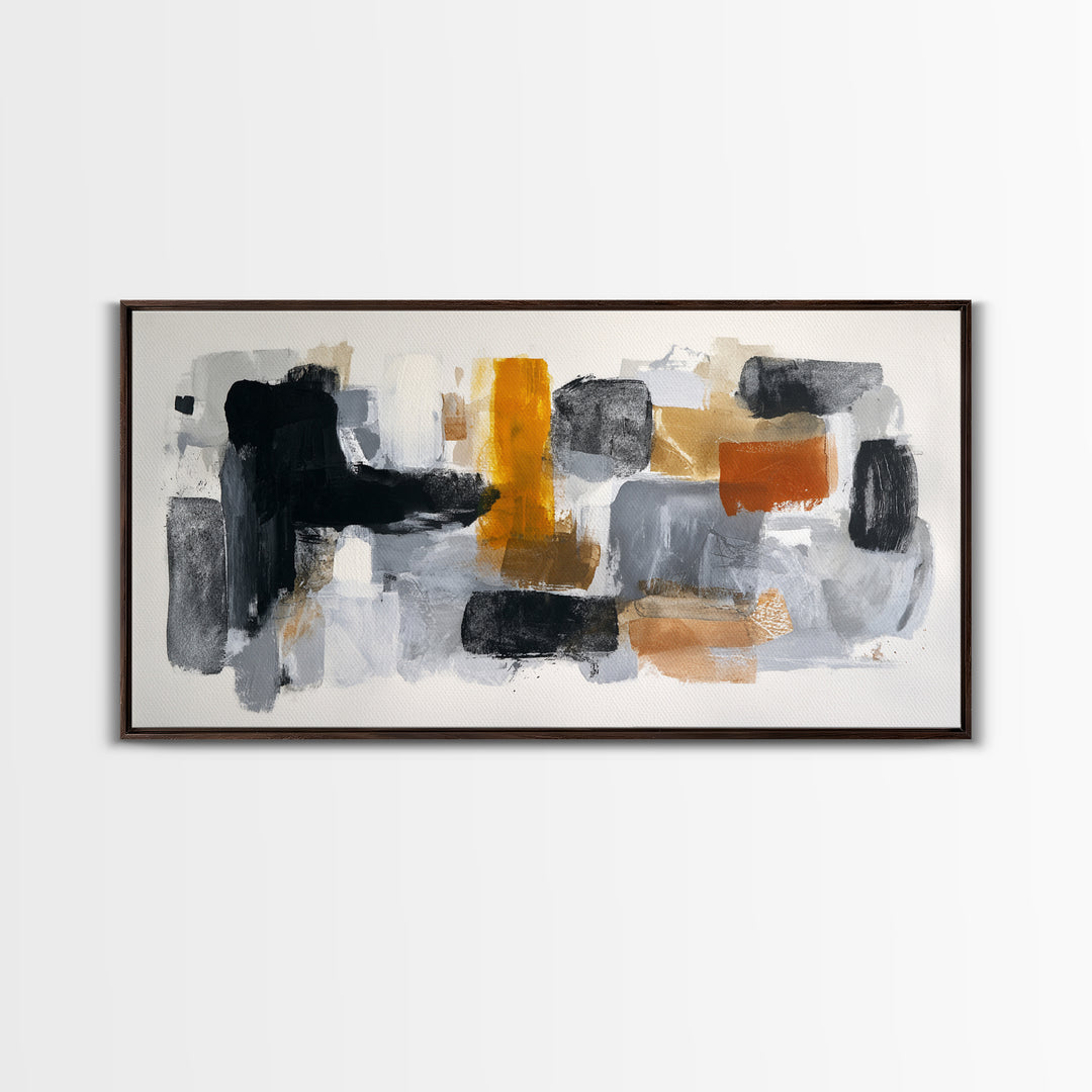 Abstract Charcoal Gestures on White Paper Canvas Print, Black and White Art, Digital Prints, Living Room Decor, Abstract Art, BAW-2x1-48