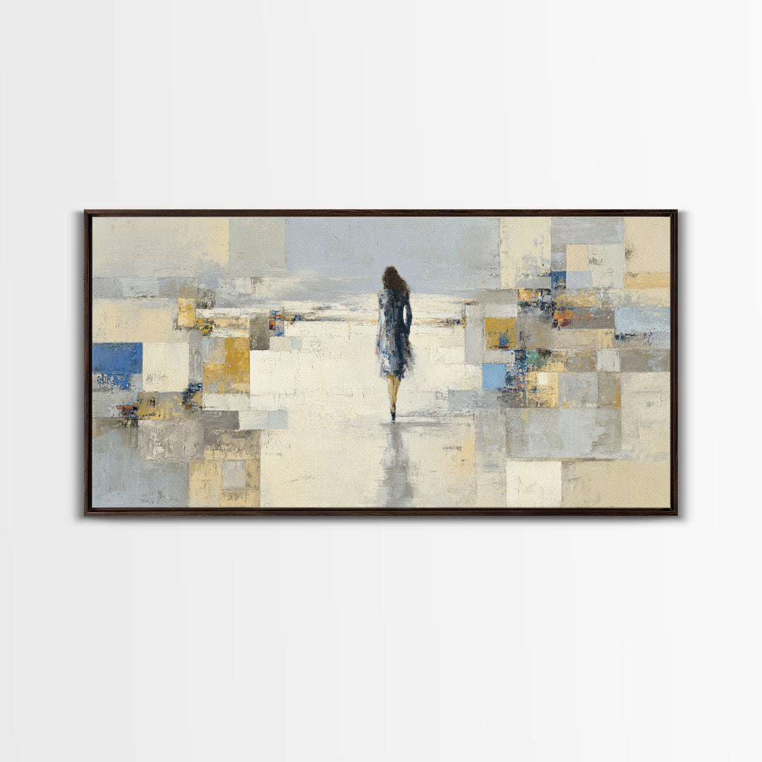 Classic Nude Figure Sketch Canvas Print, Black and White Art, Original Art, Living Room Decor, Oil Painting, Monochrome, BAW-2x1-53