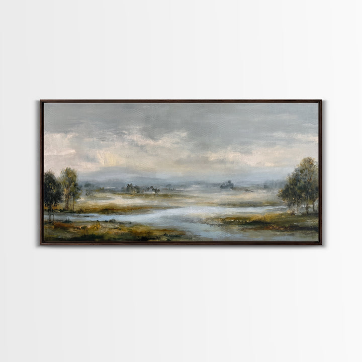 Misty Bridge Landscape Canvas Print, Black and White Art, Printable Art, Living Room Decor, Fine Art, Monochrome, Gallery Decor, BAW-2x1-63