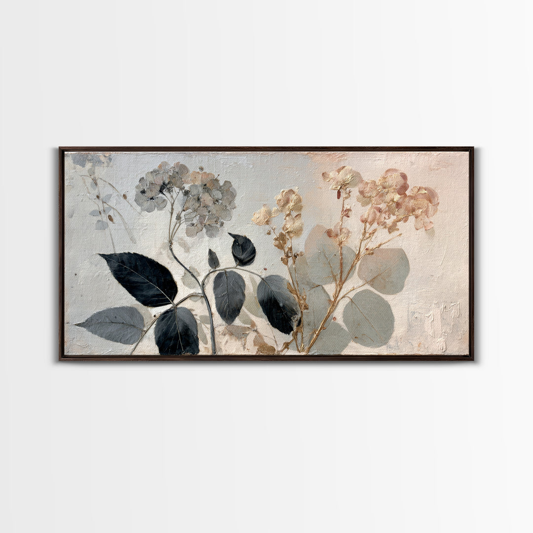 Black and White Botanical Specimen Plate Canvas Print, Black and White Art, Gallery Decor, Living Room Decor, Monochrome, BAW-2x1-67