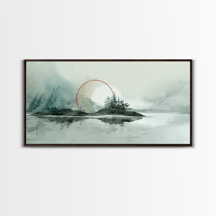 Large Circle and Line Abstract Canvas Print, Black and White Art, Digital Art, Living Room Decor, Abstract Art, Monochrome, BAW-2x1-68