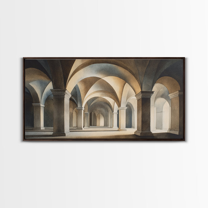High Contrast Architectural Arches and Shadows Canvas Print, Black and White Art, Set of 3 Prints, Living Room Decor, BAW-2x1-71