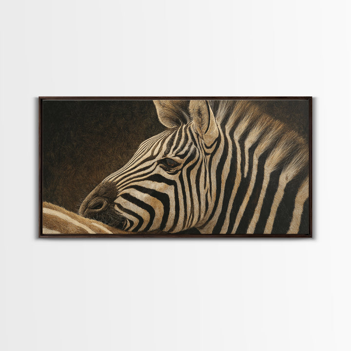 Zebra Stripe Closeup as Graphic Abstraction Canvas Print, Black and White Art, Wood Wall Art, Living Room Decor, Monochrome, BAW-2x1-76