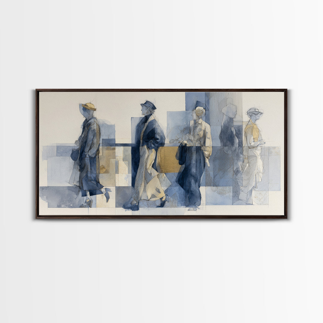 Classic Nude Figure Sketch Canvas Print, Black and White Art, Original Art, Living Room Decor, Oil Painting, Monochrome, BAW-2x1-77