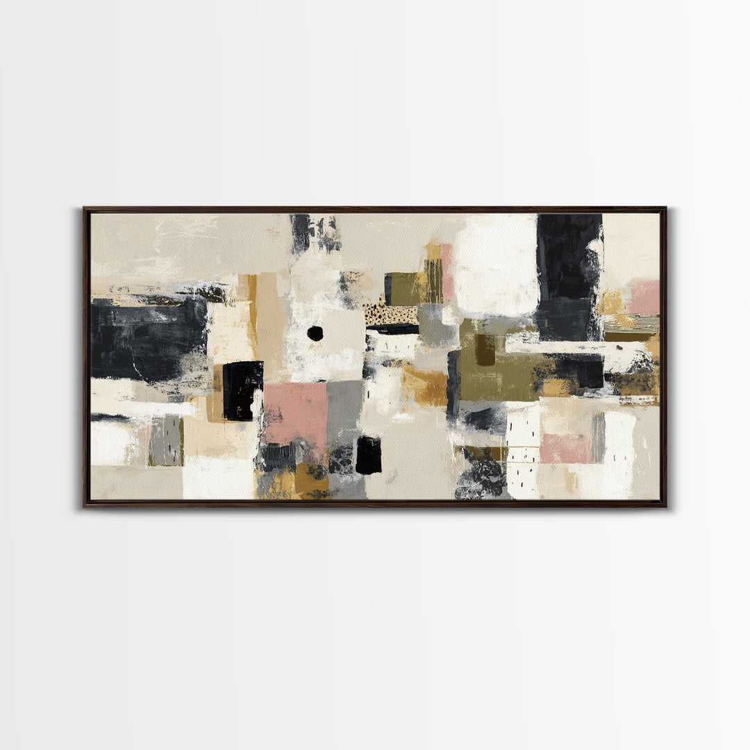 Abstract Marble Texture Framed Canvas Print, Black and White Art, Wall Decor, Living Room Decor, Fine Art, Monochrome, BAW-2x1-83