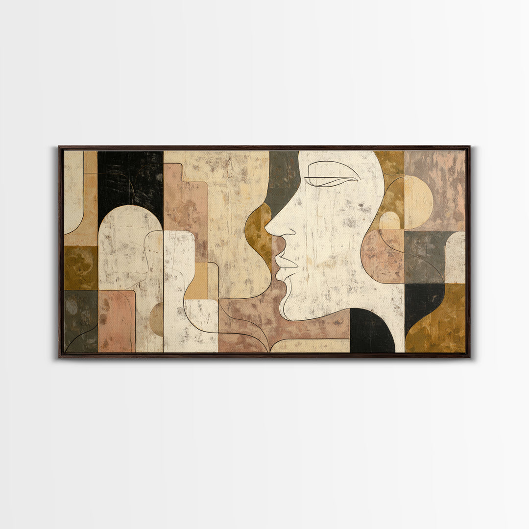 Monochrome Female Profile Canvas Print, Black and White Art, Printable Art, Living Room Decor, Abstract Art, Monochrome, BAW-2x1-93