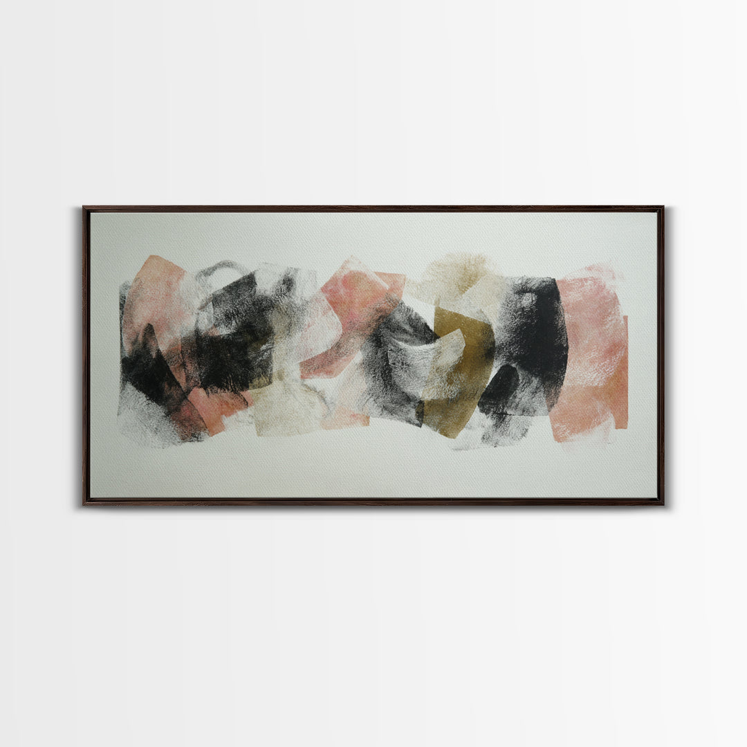 Abstract Charcoal Gestures on White Paper Canvas Print, Black and White Art, Modern Wall Art, Living Room Decor, Monochrome, BAW-2x1-96