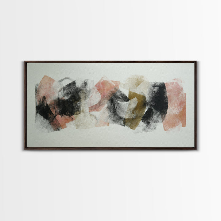 Abstract Charcoal Gestures on White Paper Canvas Print, Black and White Art, Modern Wall Art, Living Room Decor, Monochrome, BAW-2x1-96