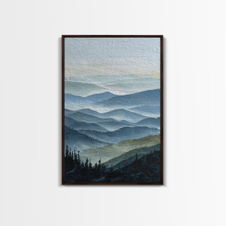 Black Ink Mountain Range Canvas Print, Black and White Art, Contemporary Art, Living Room Decor, Fine Art, Monochrome, BAW-2x3-10
