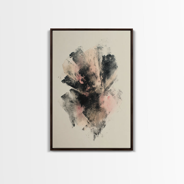 Abstract Charcoal Gestures on White Paper Framed Canvas Print, Black and White Art, Art Prints, Living Room Decor, Monochrome, BAW-2x3-12