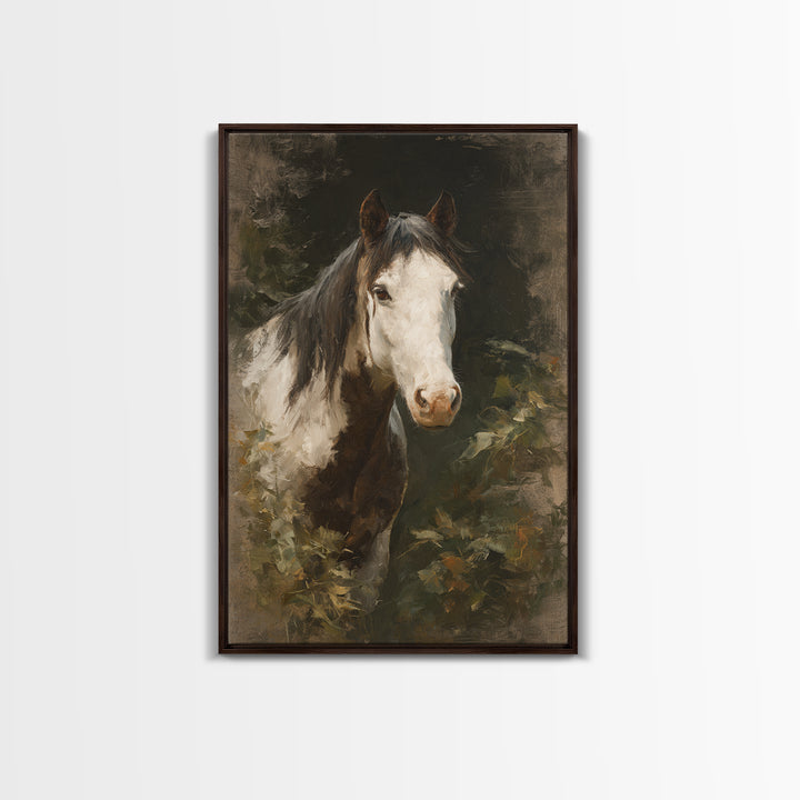 Black and White Wild Horse Portrait Canvas Print, Black and White Art, Printable Wall Art, Living Room Decor, Monochrome, BAW-2x3-13