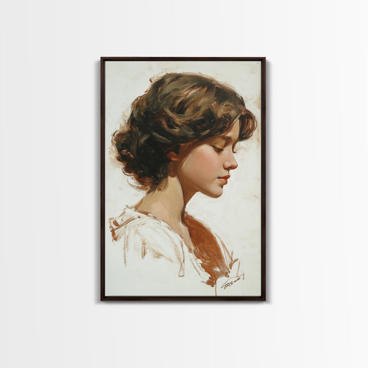 Classic Nude Figure Sketch Framed Canvas Print, Black and White Art, Mid Century Modern, Living Room Decor, Monochrome, BAW-2x3-17