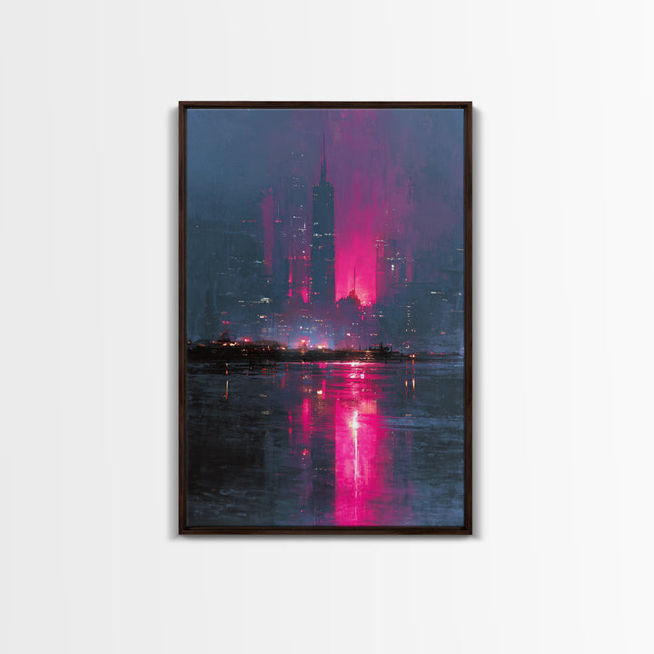 Monochrome City Skyline Reflected Canvas Print, Black and White Art, Contemporary Art, Living Room Decor, Monochrome, BAW-2x3-19
