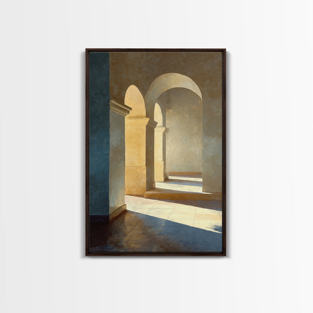High Contrast Architectural Arches and Shadows Canvas Print, Black and White Art, Digital Art, Living Room Decor, Monochrome, BAW-2x3-35