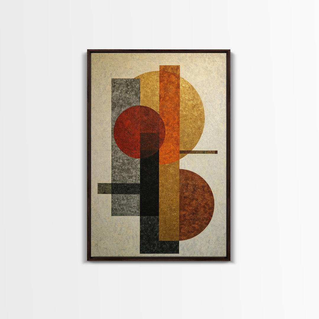 Geometric Bauhaus Grayscale Shapes Canvas Print, Black and White Art, Wall Decor, Living Room Decor, Fine Art, Monochrome, BAW-2x3-50