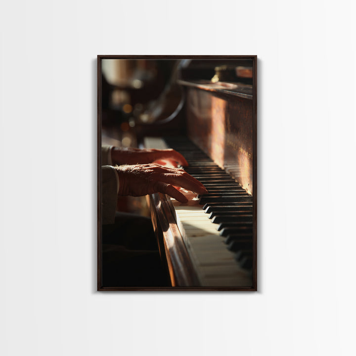 Piano Keys and Hands Canvas Print, Black and White Art, Digital Prints, Living Room Decor, Fine Art, Monochrome, Wood Wall Art, BAW-2x3-54