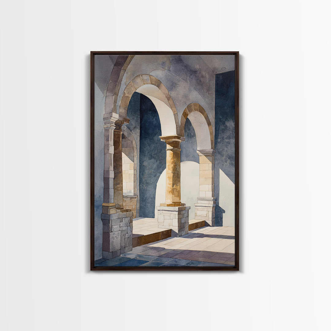 High Contrast Architectural Arches and Shadows Canvas Print, Black and White Art, Original Art, Living Room Decor, Monochrome, BAW-2x3-59