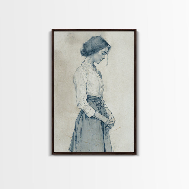 Classic Nude Figure Sketch Canvas Print, Black and White Art, Apartment Decor, Living Room Decor, Fine Art, Monochrome, BAW-2x3-65