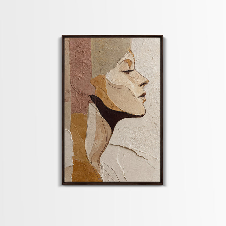 Monochrome Female Profile Canvas Print, Black and White Art, Printable, Living Room Decor, Abstract Art, Monochrome, BAW-2x3-9