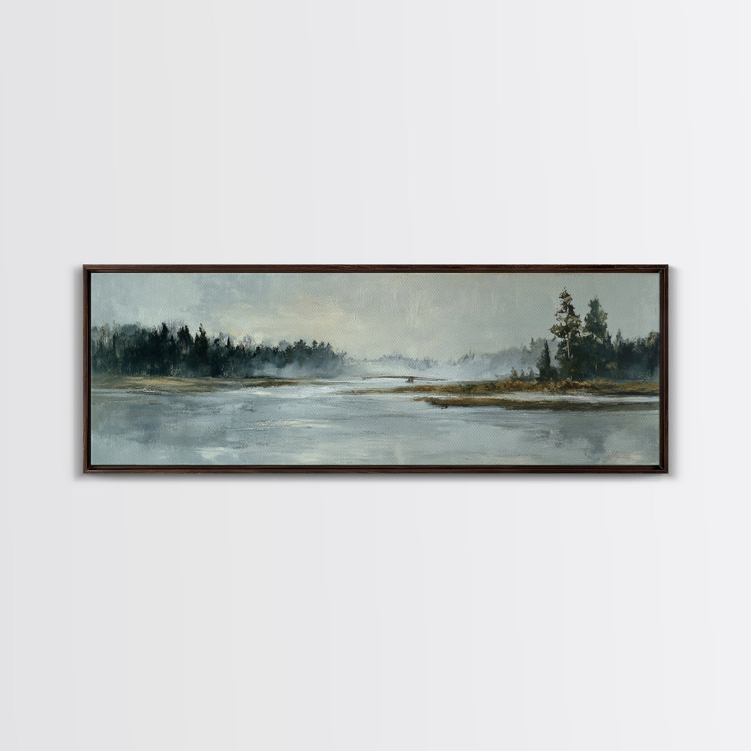 Misty Bridge Landscape Canvas Print, Black and White Art, Photo Prints, Living Room Decor, Watercolor Art, Monochrome, BAW-3x1-11